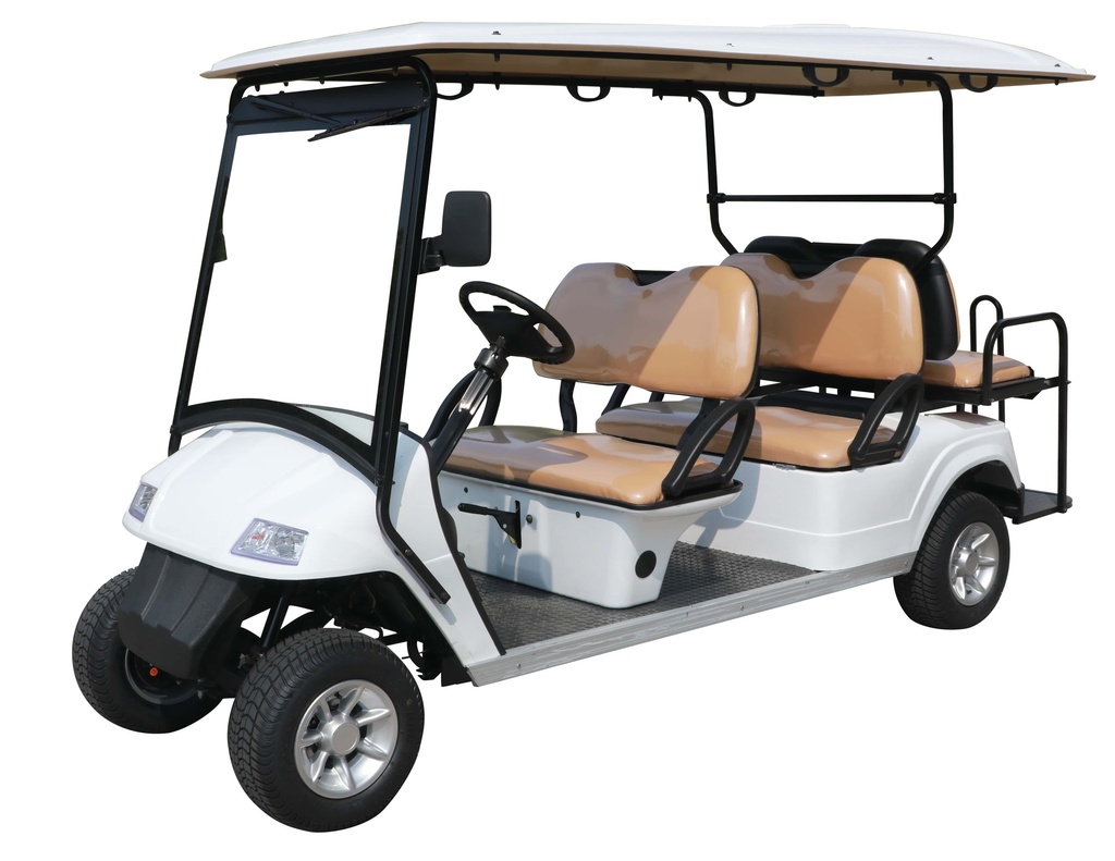 Eagle 6 Places Classic Flip-Flop (4KW DC Motor, 4-Wheel Hydraulic Drum Brake + Manual Parking Brake, Steel Rim 8x7 with Hubcap & Tire 18x8.5-8 6PLY, Withou Emergency Stop Button, Without tarpaulin, Without Digital Speedometer, Without Hour Meter, Without Centralised Water Filling, Plastic Steering Wheel, Without Seatbelt, White, Black, Without Inside Mirror, Without Outside Mirrors, With Plastic Windshield, Without 12V Cigar-Lighter Socket)