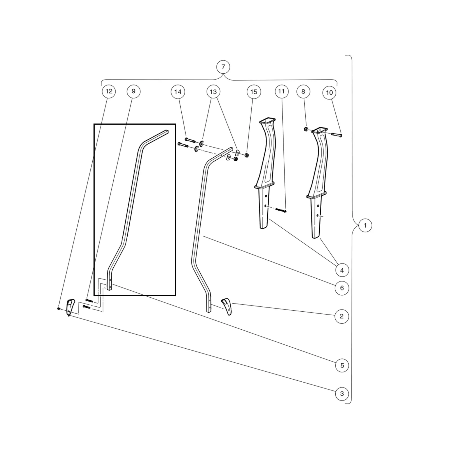 Strut, Canopy Front, Passenger-side, Original for Clubcar