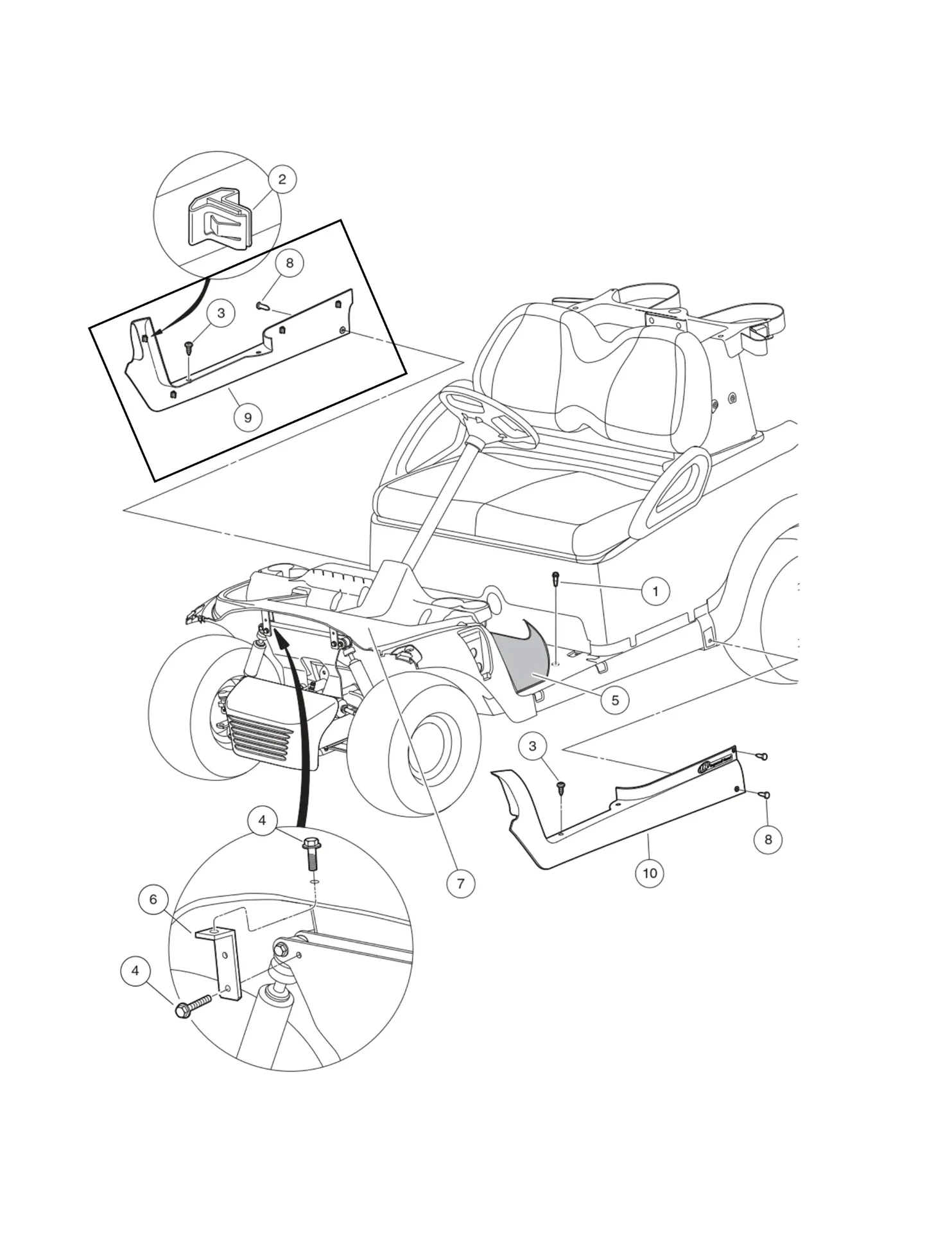 [105314001] Panneau latéral coté droit, pièce d'origine Clubcar Precedent