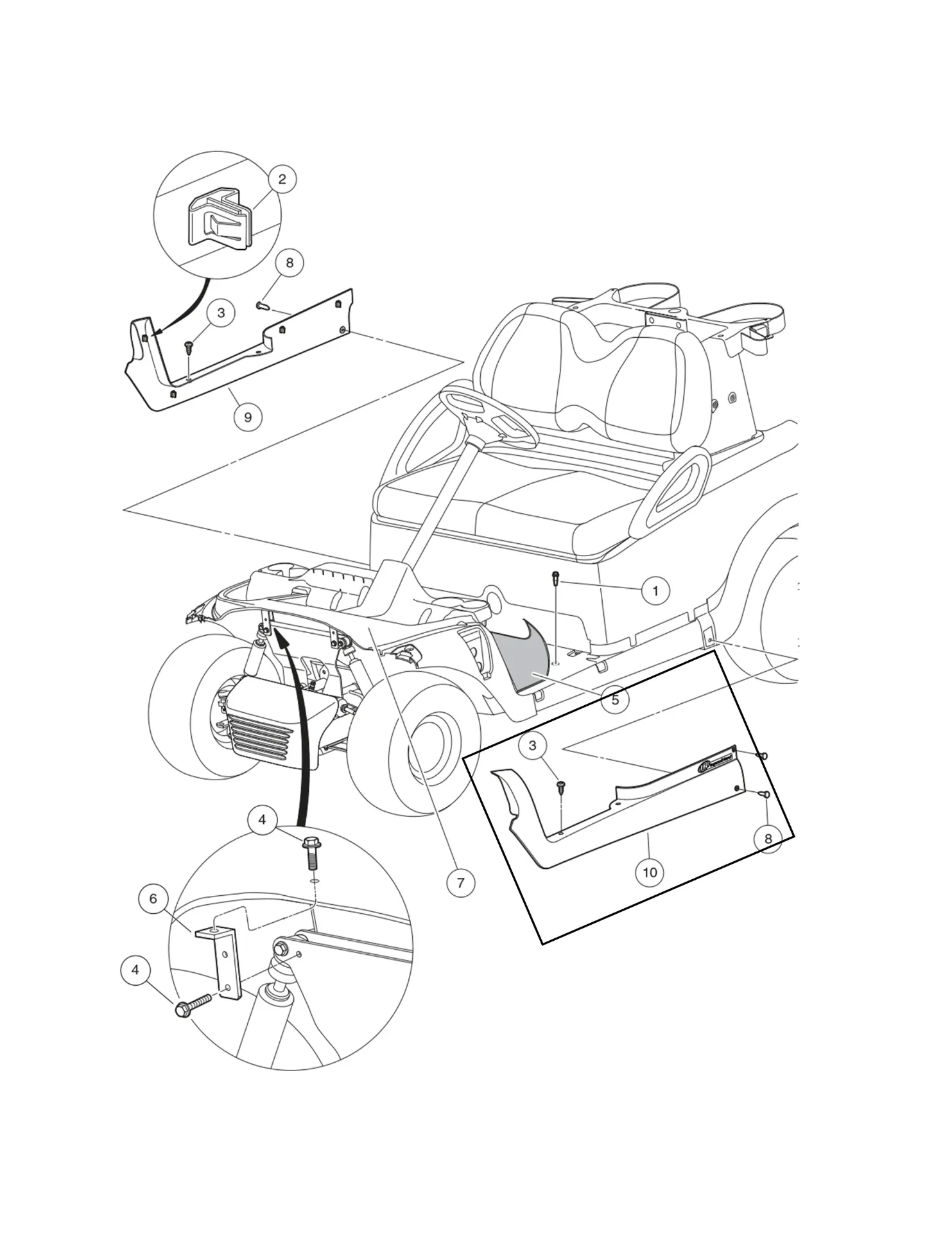 Panneau latéral coté gauche, pièce d'origine Clubcar Precedent