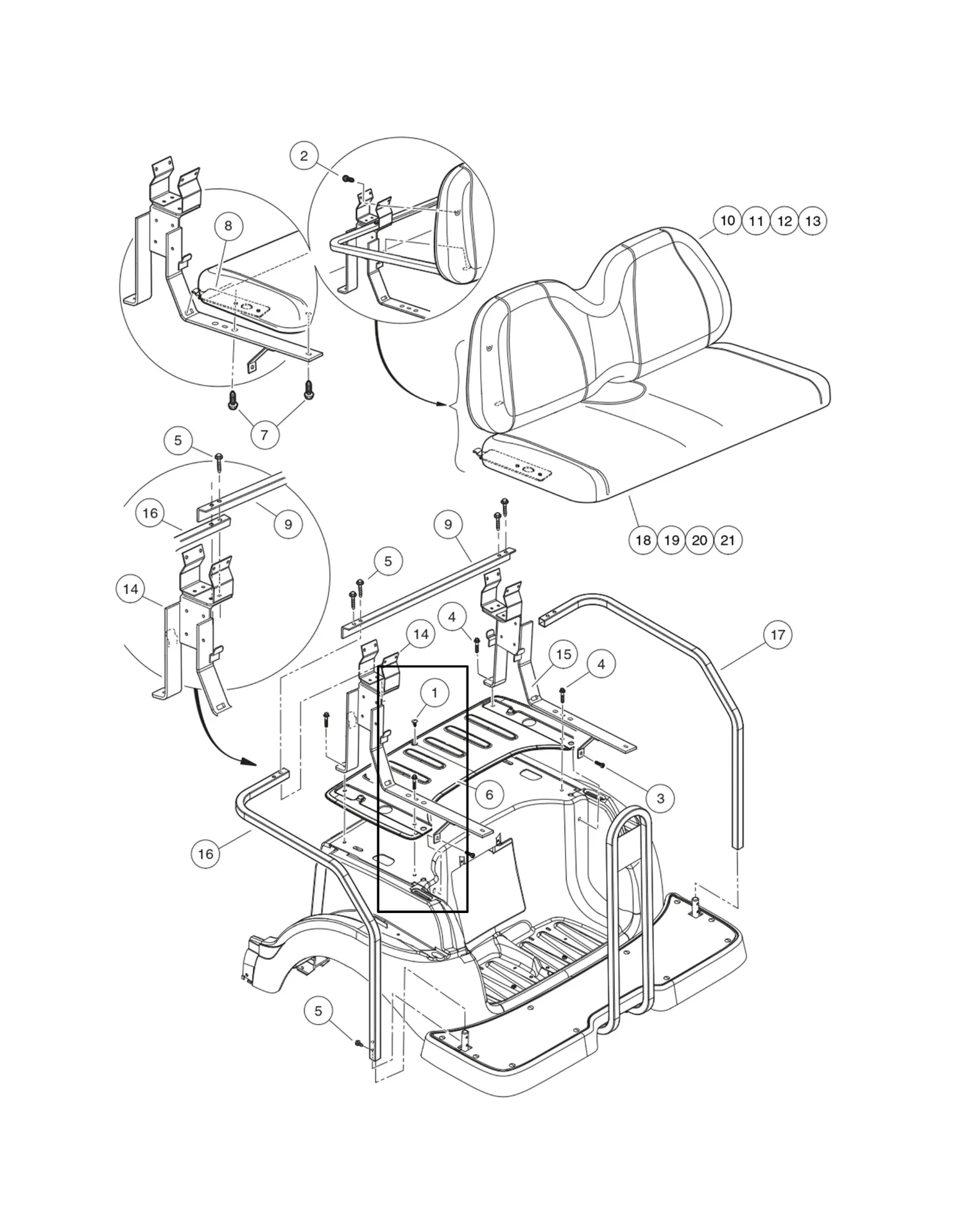 [1010434] Barillet plastique, noir, pièce d'origine Clubcar