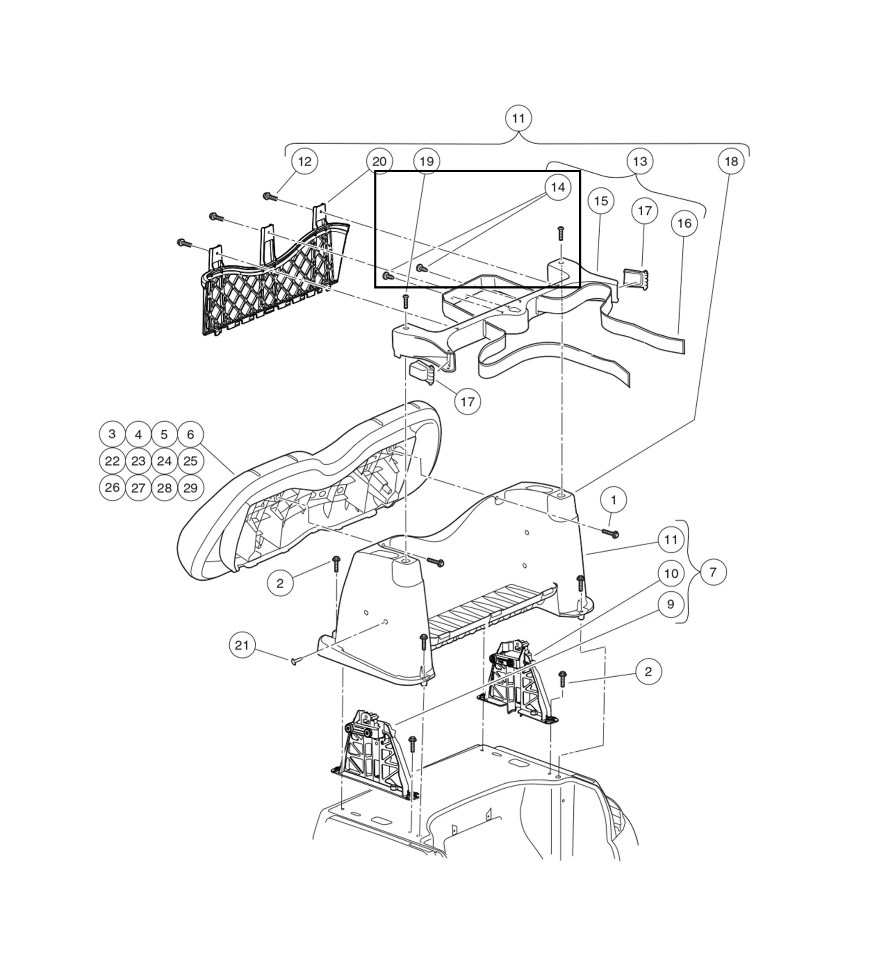 [1010434] Barillet plastique, noir, pièce d'origine Clubcar