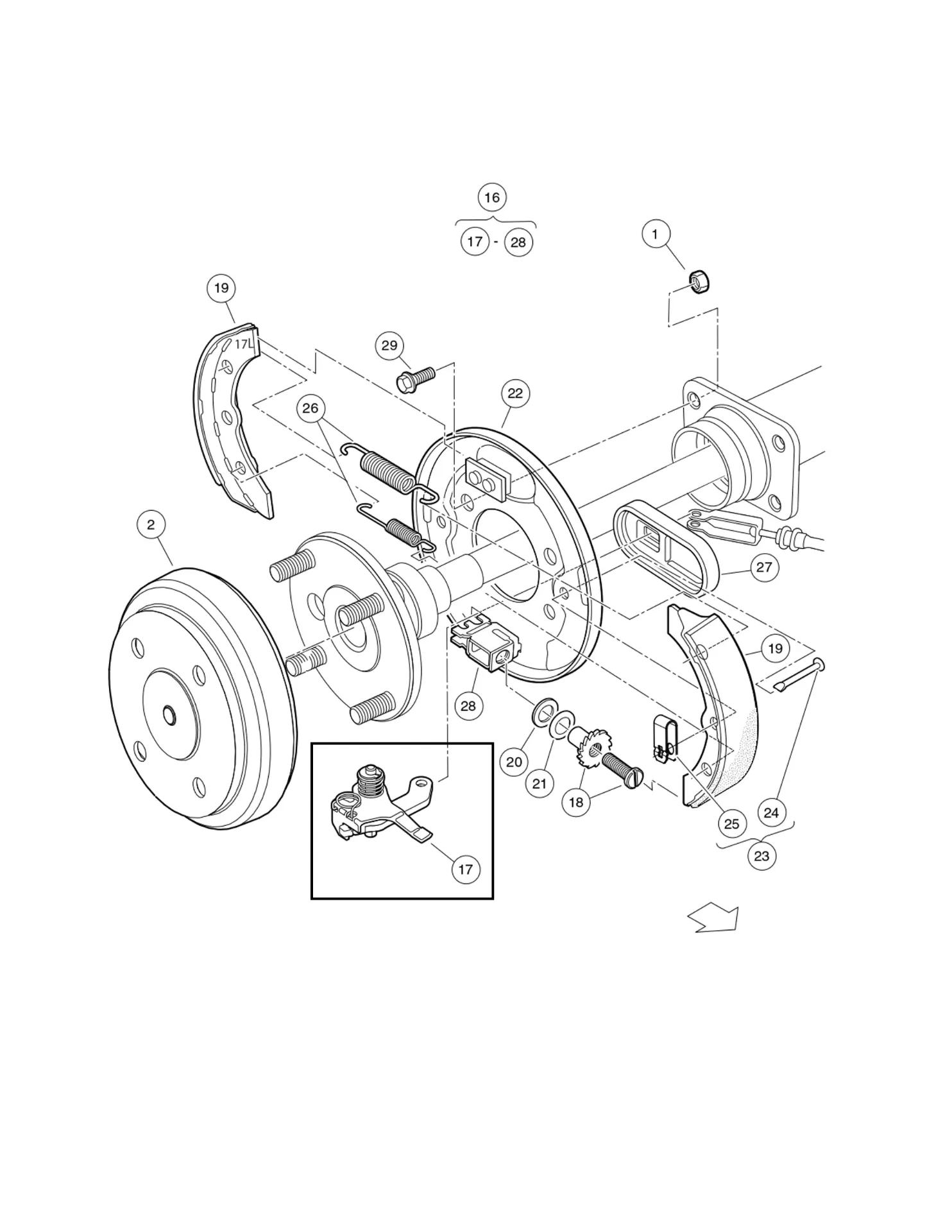 [101815501] Lever asm s.a. brake rh, Original for Clubcar