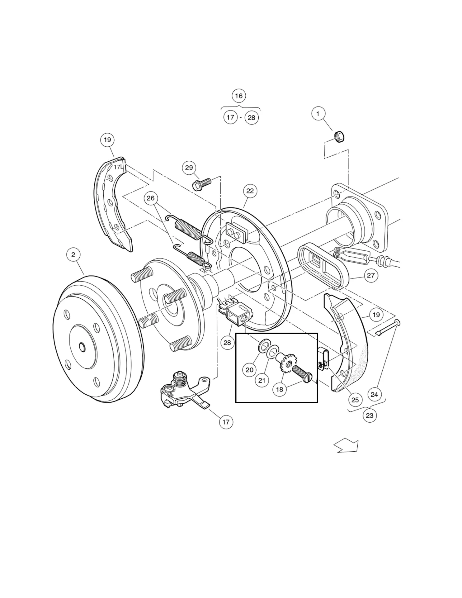 Mécanisme d’ajustement, auto‑réglant, cond., pièce d'origine Clubcar