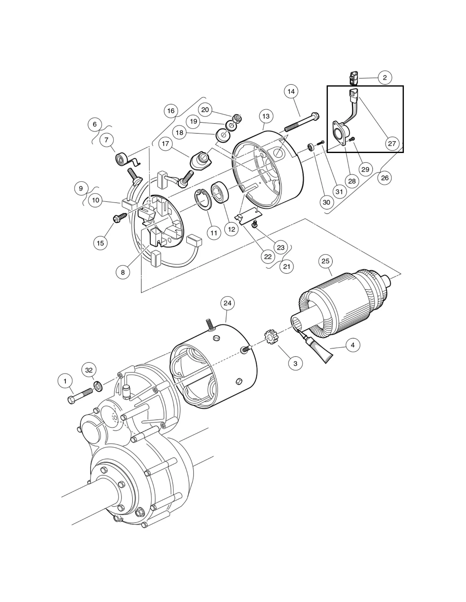 Kit, 3-pin recept & wedge lock, Original for Clubcar