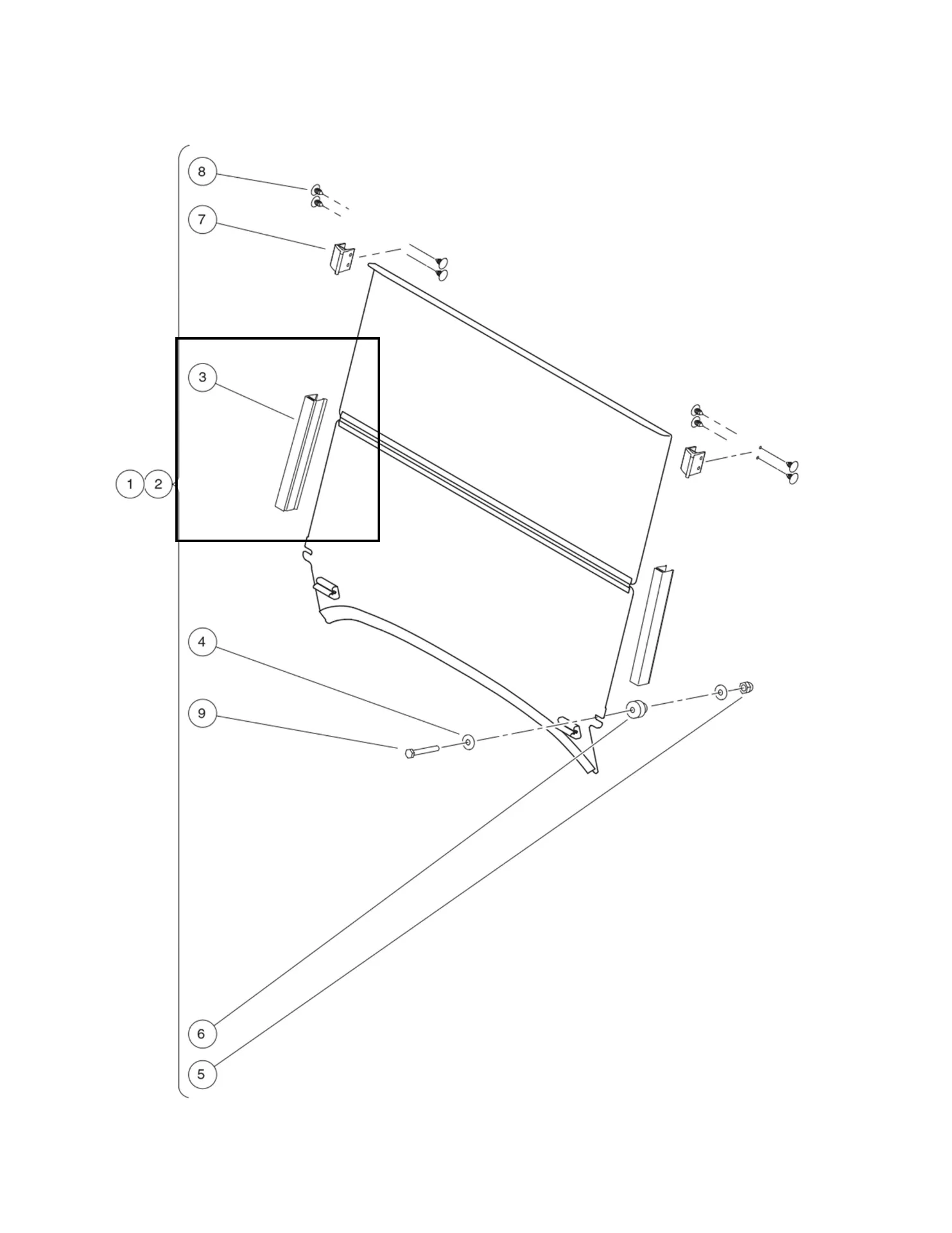 Windshield channel, Original for Clubcar