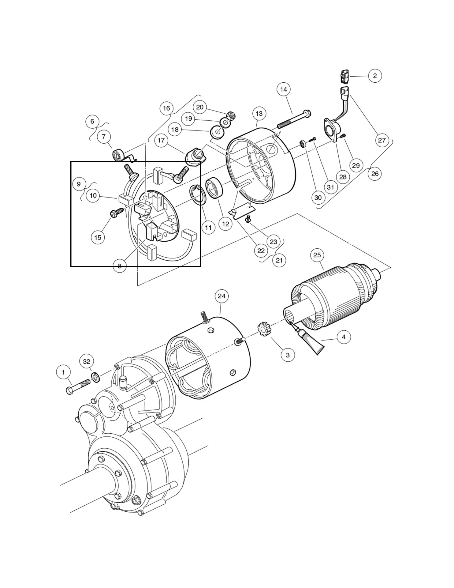[102186201] Brush kit, motor, Original for Clubcar