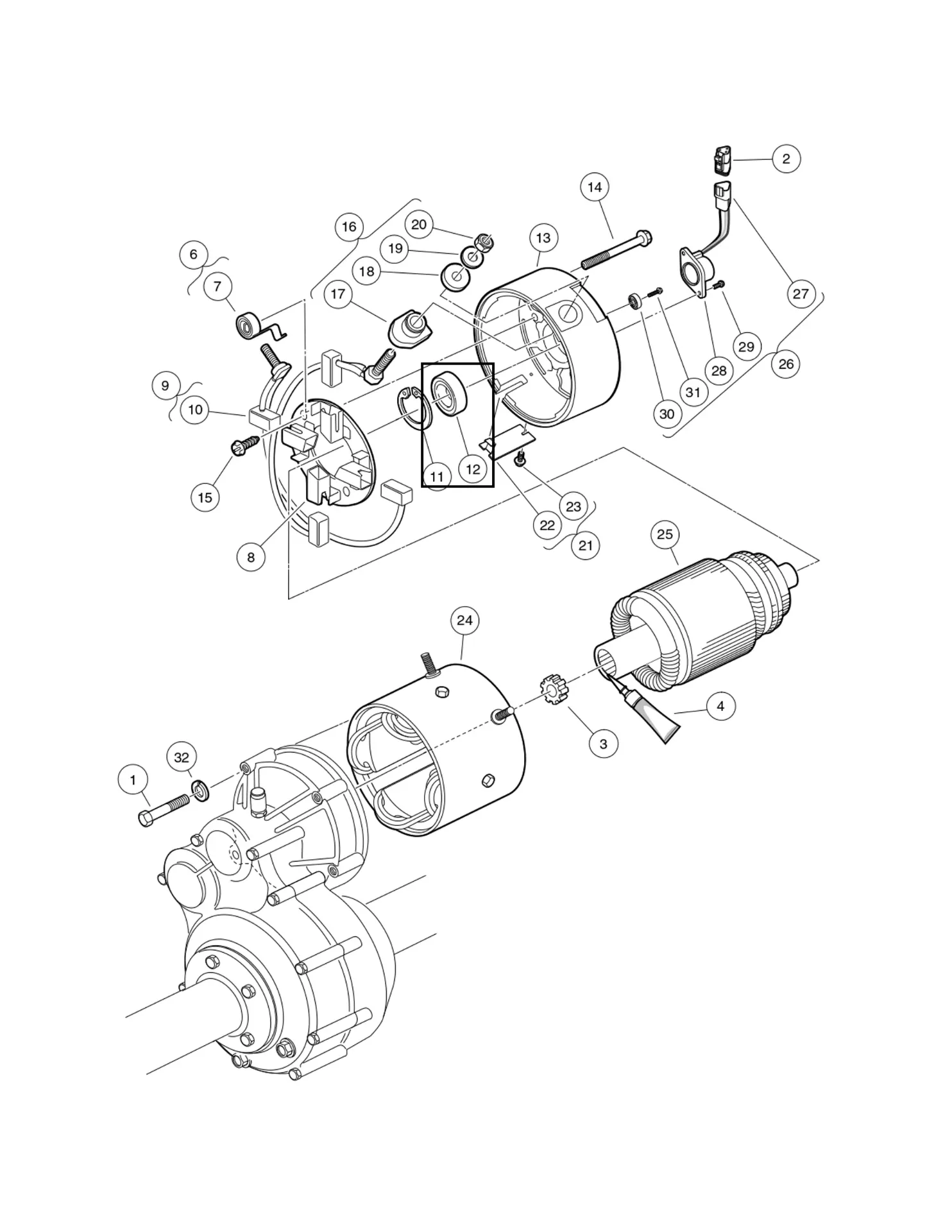 [102186401] Bearing, ball, motor, Original for Clubcar