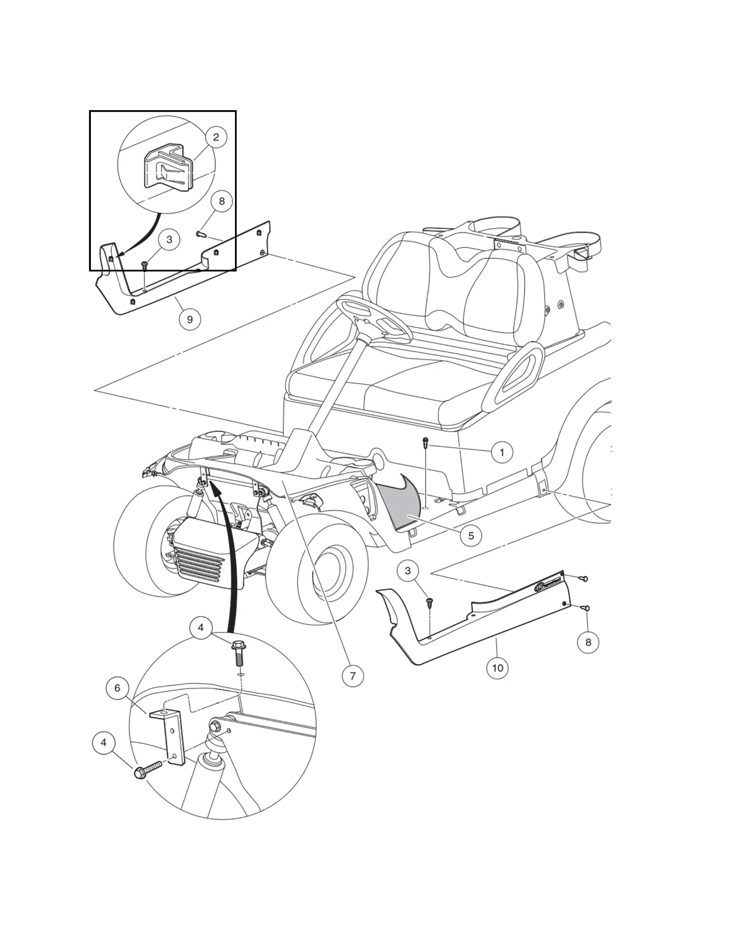 Agrafe de fixation carrosserie / finition, pièce d'origine Clubcar