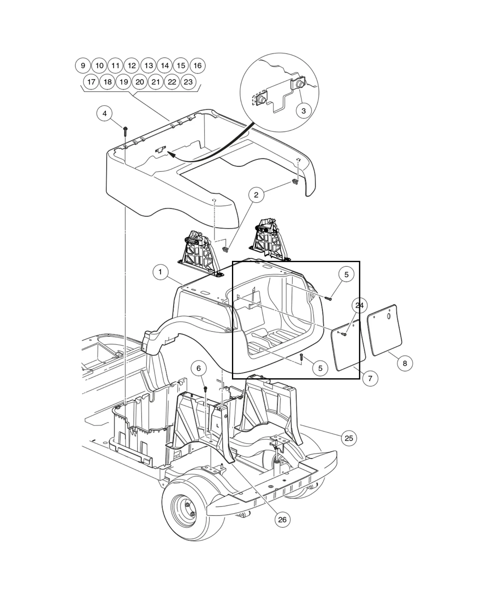 Vis, k80x30, torx à tête bombée, pièce d'origine Clubcar