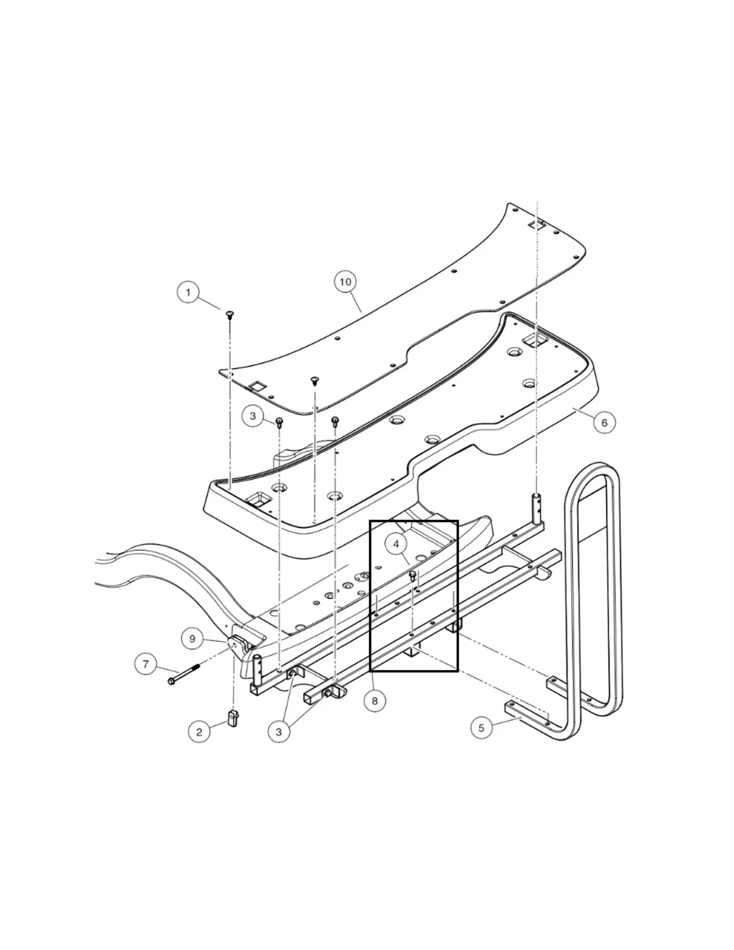 M8-1.25x45 screw, taptite, Original for Clubcar