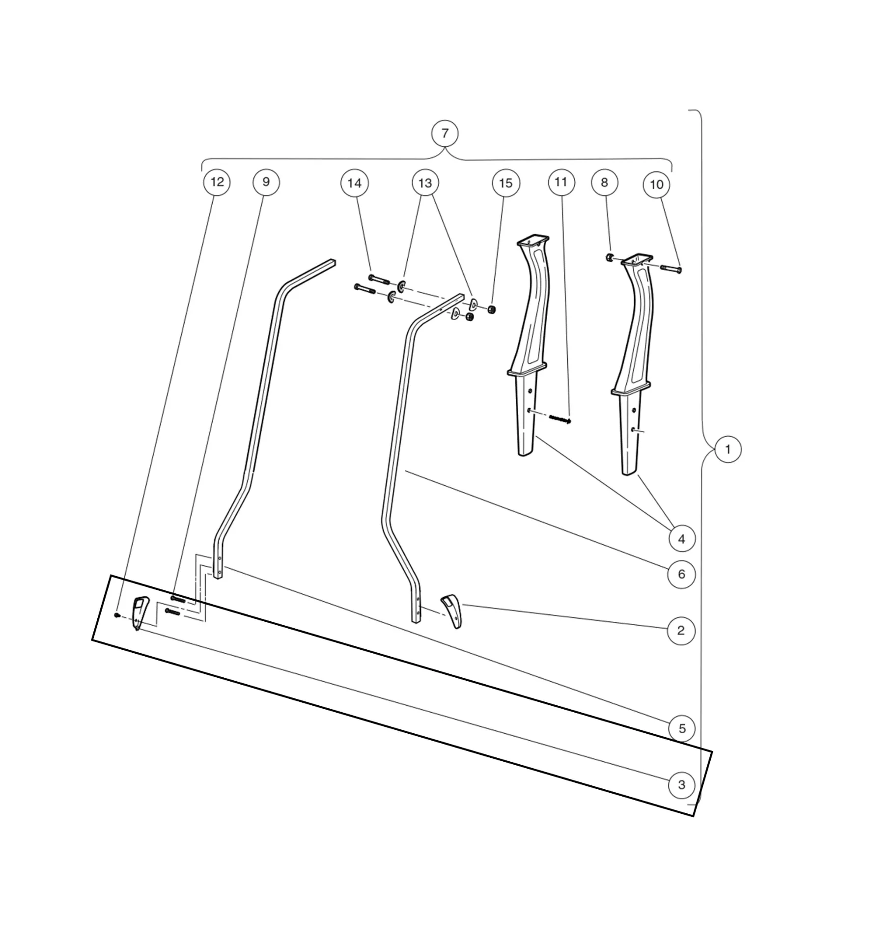 [102400102] Cover, canopy support, rh, blk, Original for Clubcar