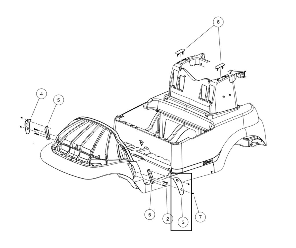 [102400202] Protection latérale gauche sans toit, pièce d'origine Clubcar