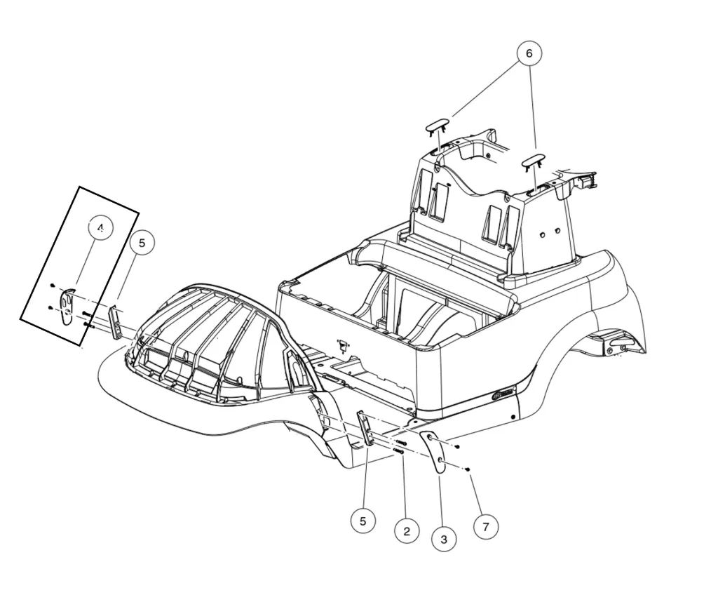 Protection latérale droite sans capot, pièce d'origine Clubcar