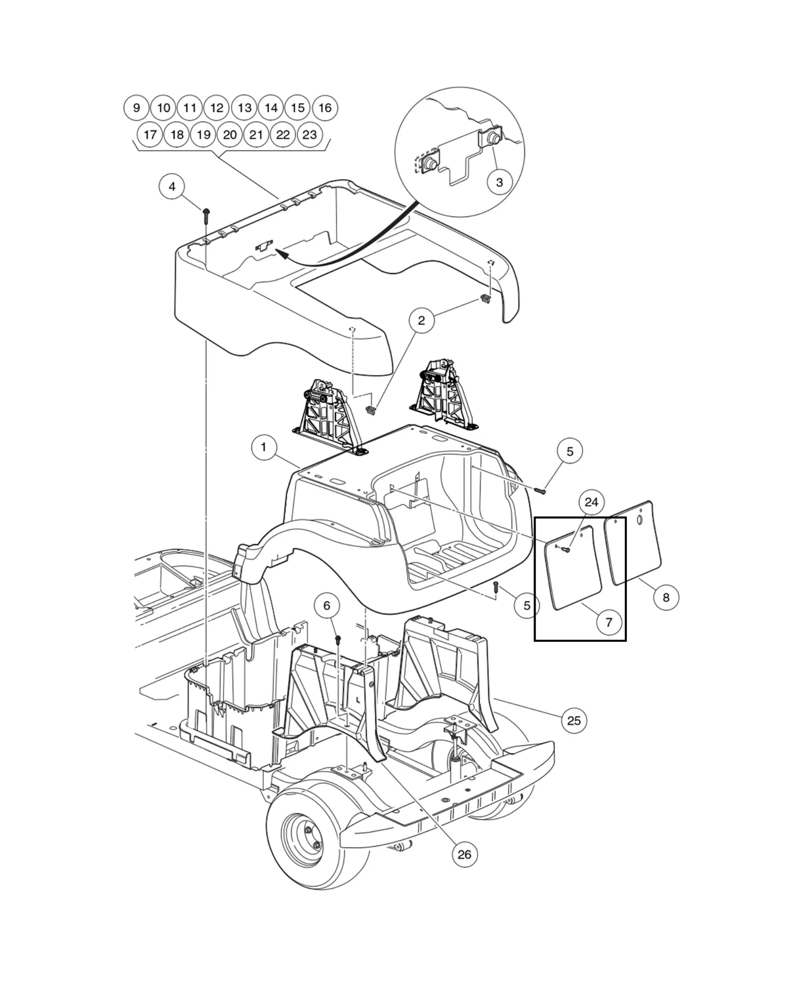 [102501402] Panel - access, black, Original for Clubcar