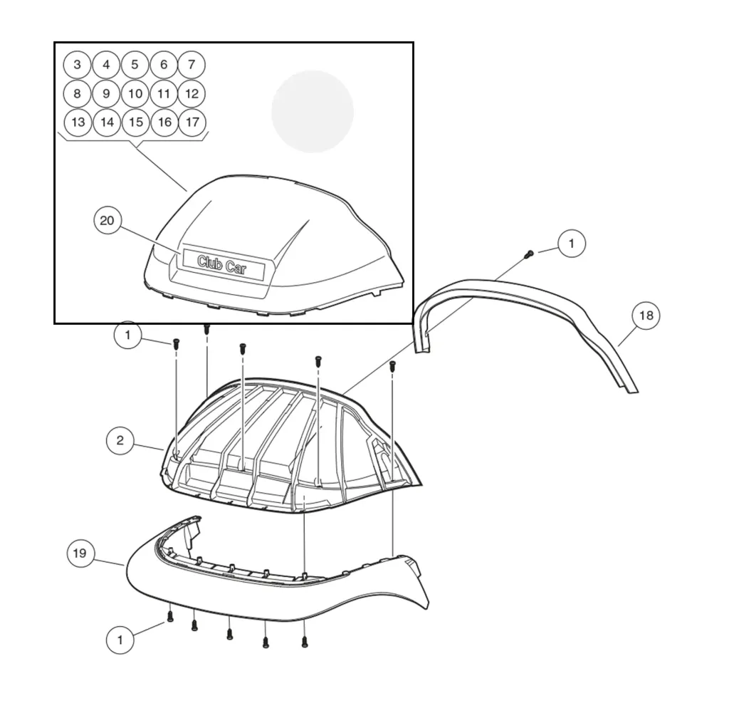 [102502401] Panneau de finition avant, blanc, pièce d'origine Clubcar