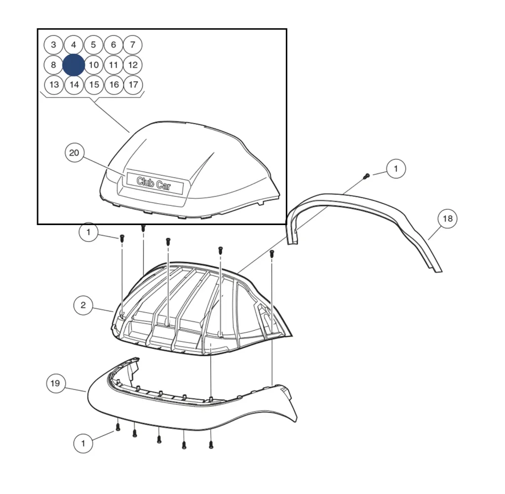 Panel-beauty front blue, Original for Clubcar Precedent