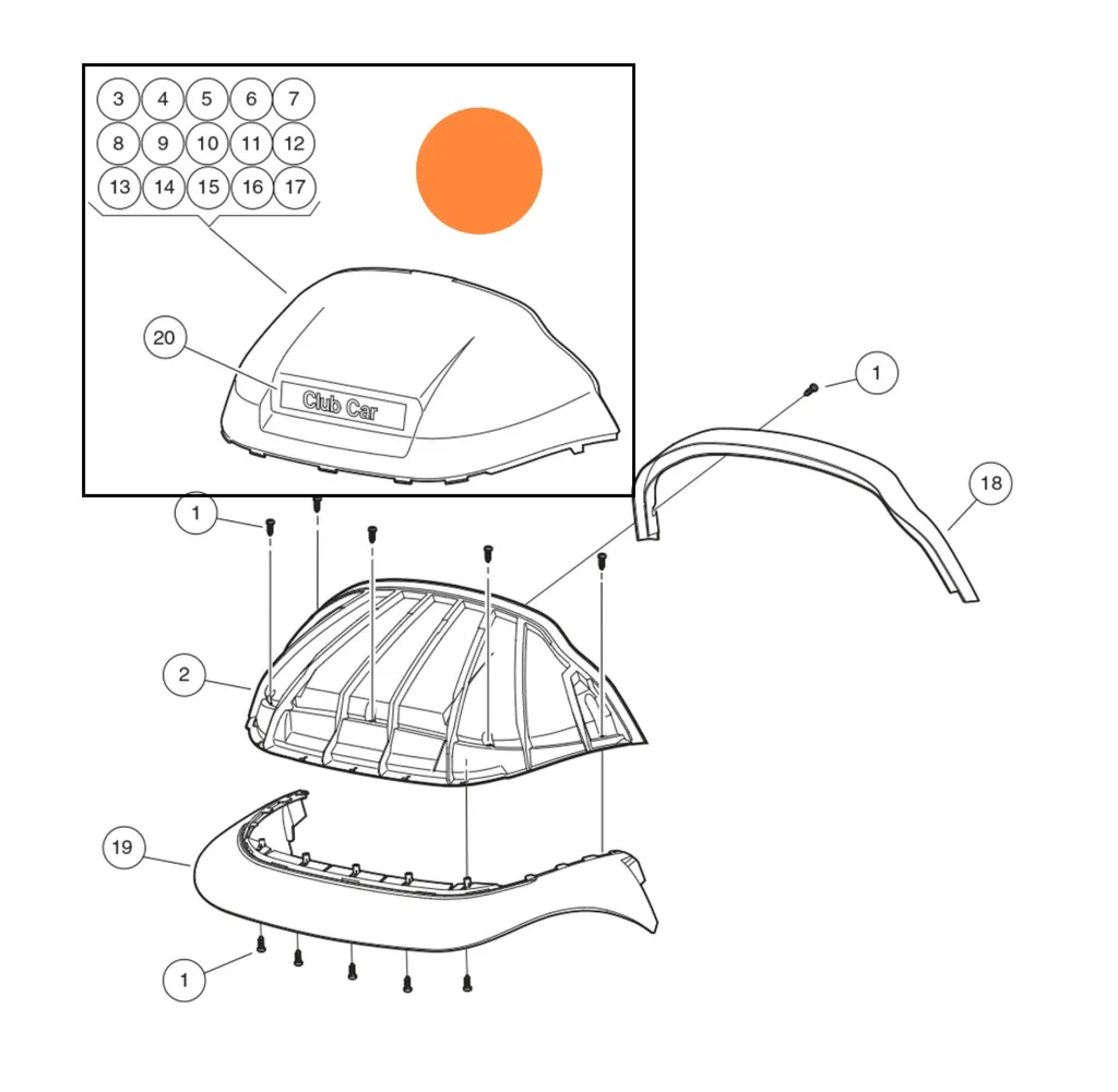 [102502411] Panel beauty front, Cayenne, Original for Clubcar