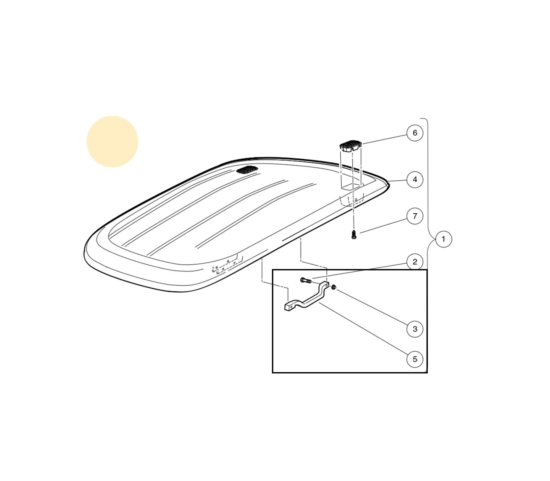 [102511602] Handle-canopy, beige, Original for Clubcar