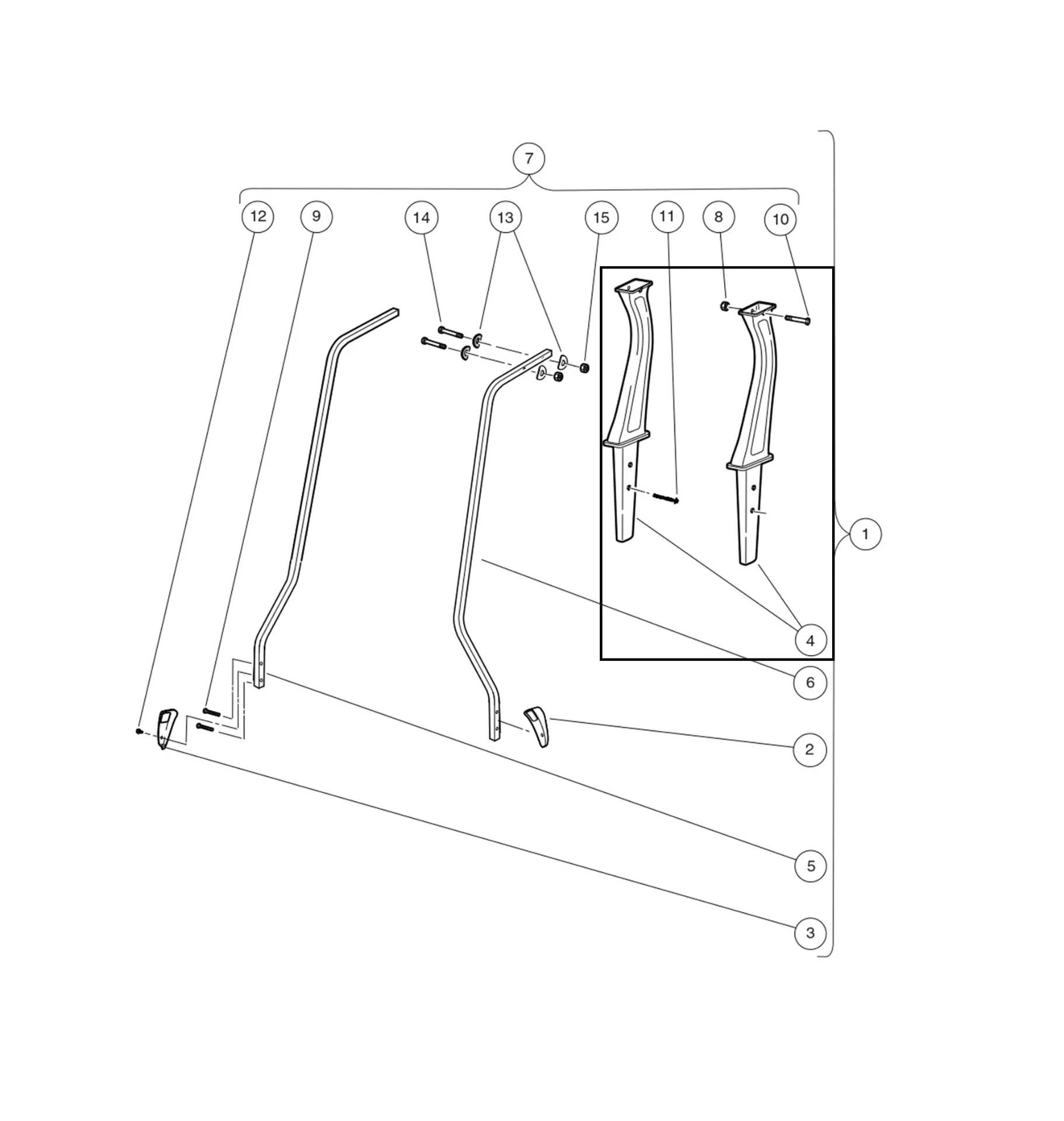 [102513501] Asm-rear canopy support, Original for Clubcar