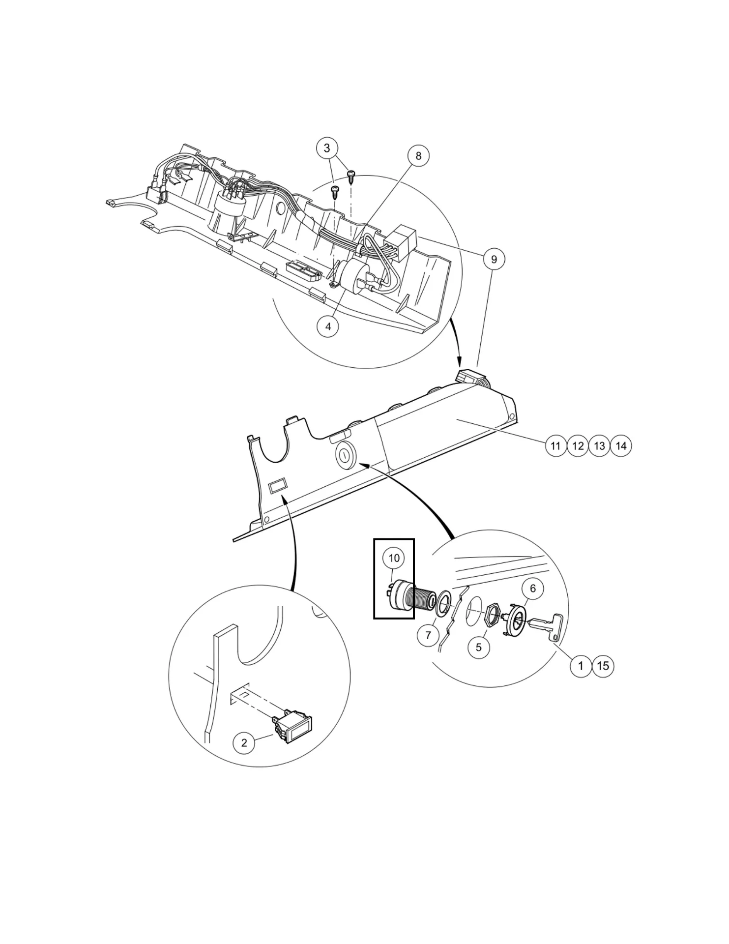 Key switch, gas, prec, Original for Clubcar