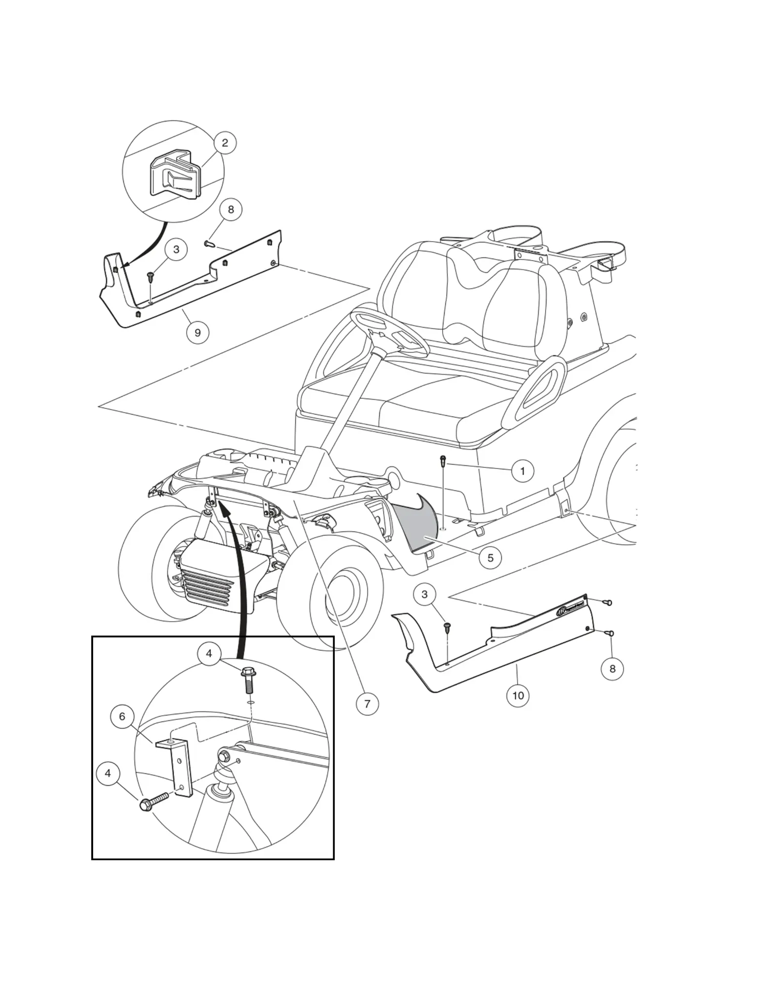 Support clamshell, pièce d'origine Clubcar