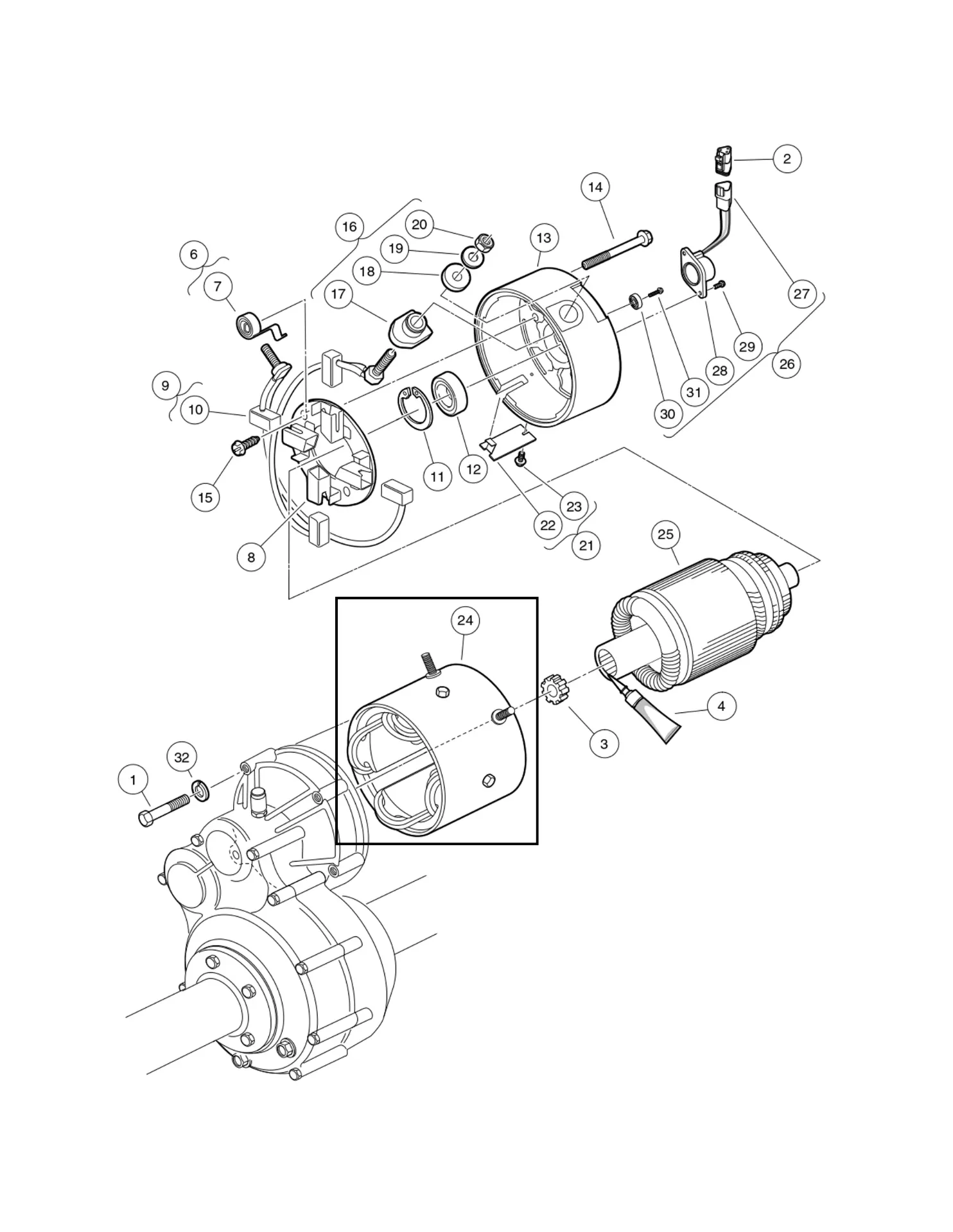 [102704701] Frame & field service asm., Original for Clubcar