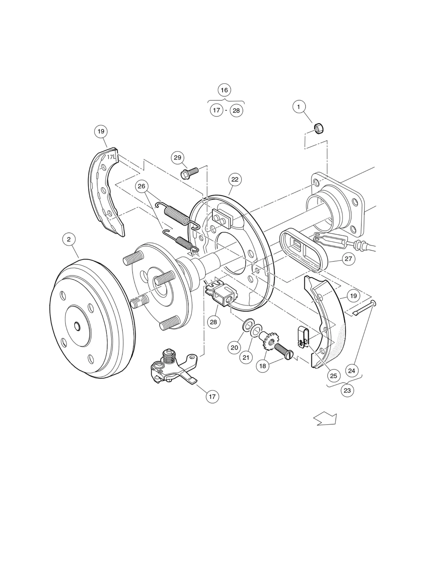[103380201] Asm brake cluster, mech, lh, Original for Clubcar