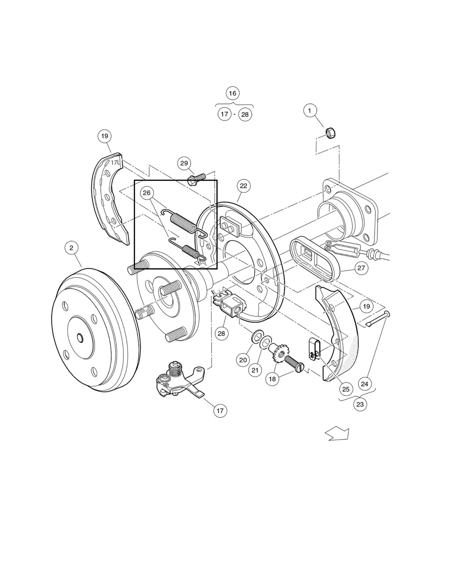 [103483401] Package brake spring s.a., Original for Clubcar