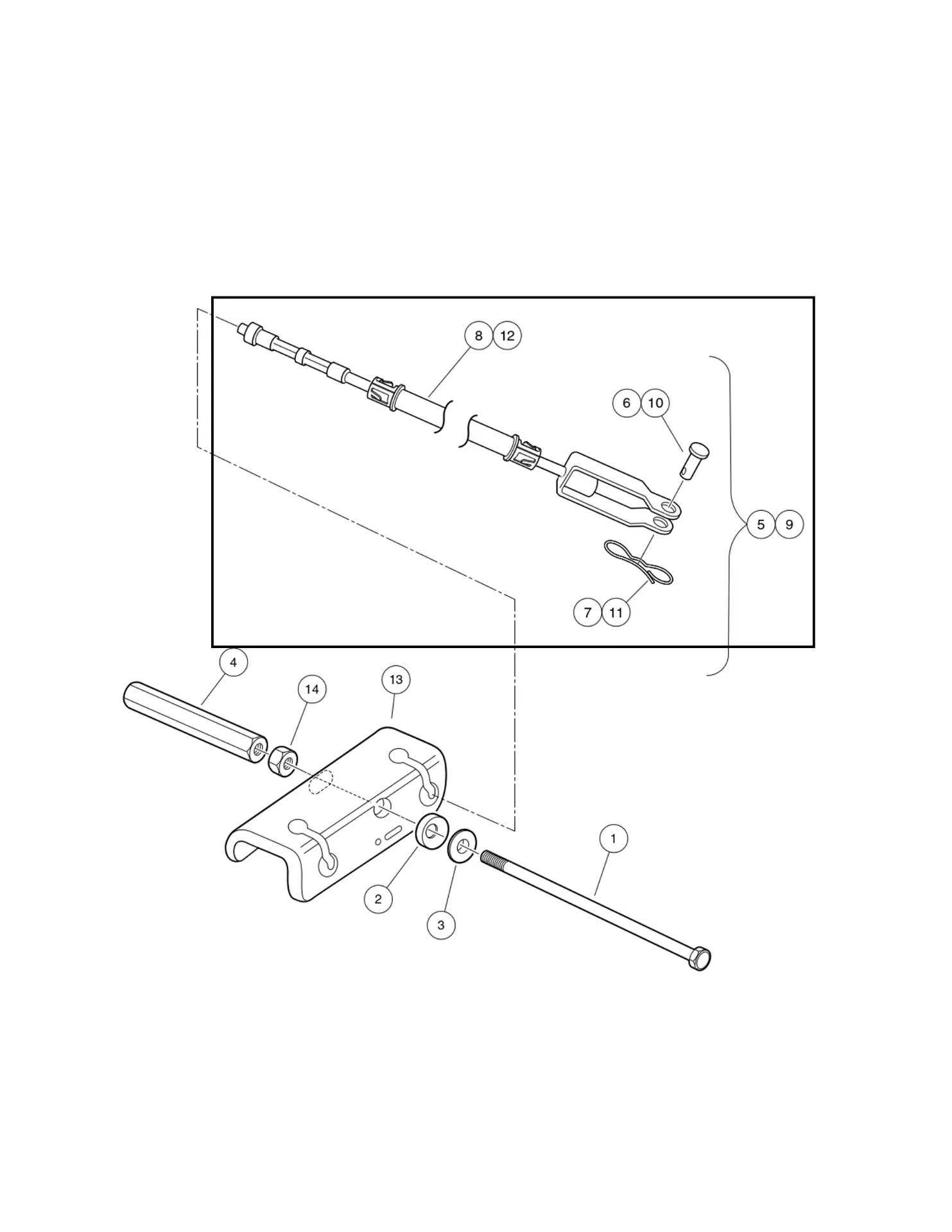 Kit brake cable, rh, original for Clubcar 