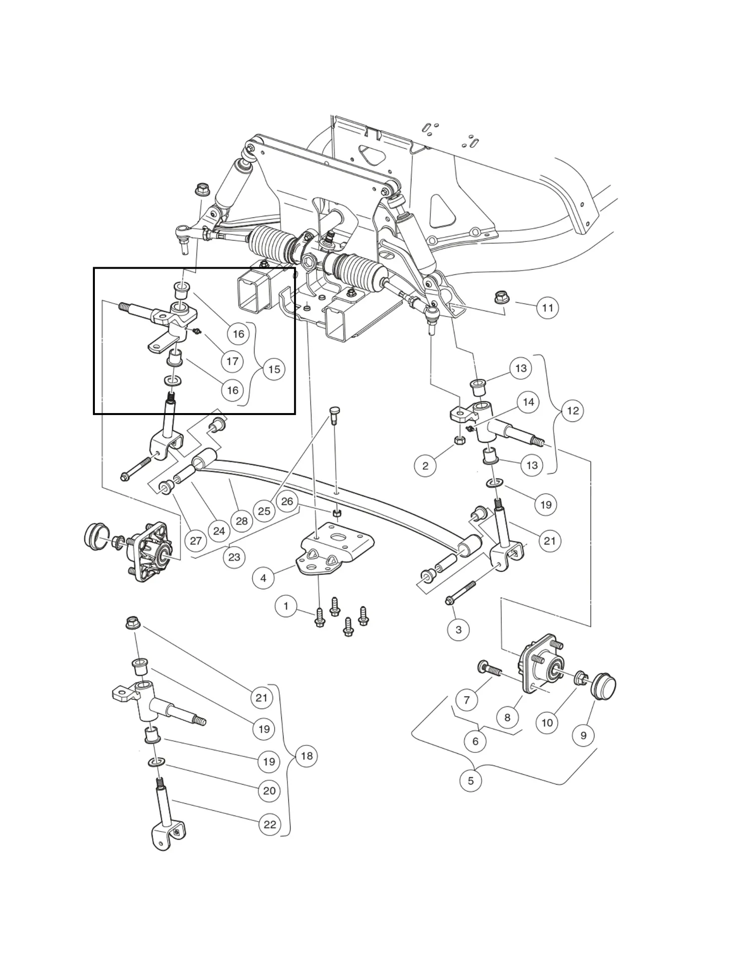Spindle w/ bushings asm - rh, Original for Clubcar