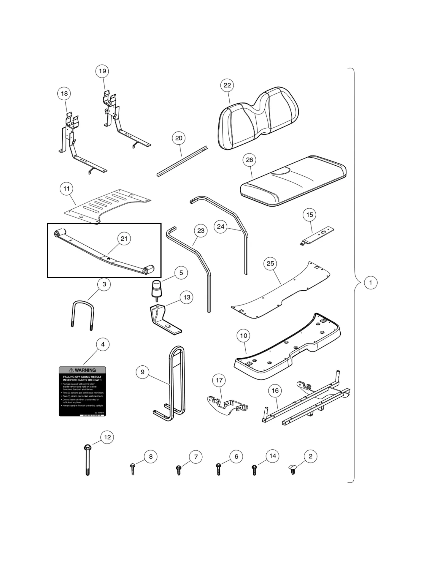 Asm, Rear Leaf Spring, 4-Passenger, Original for Clubcar