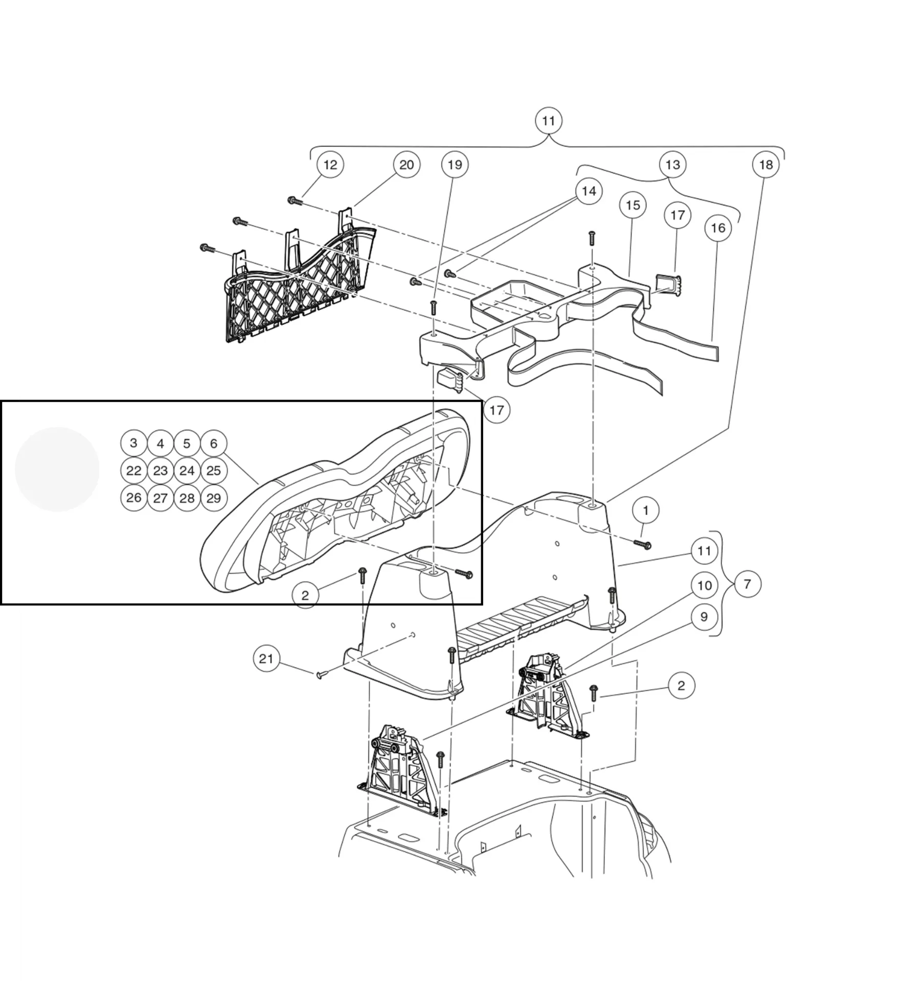 [103853122] Dossier de siège, blanc, pièce d'origine Clubcar