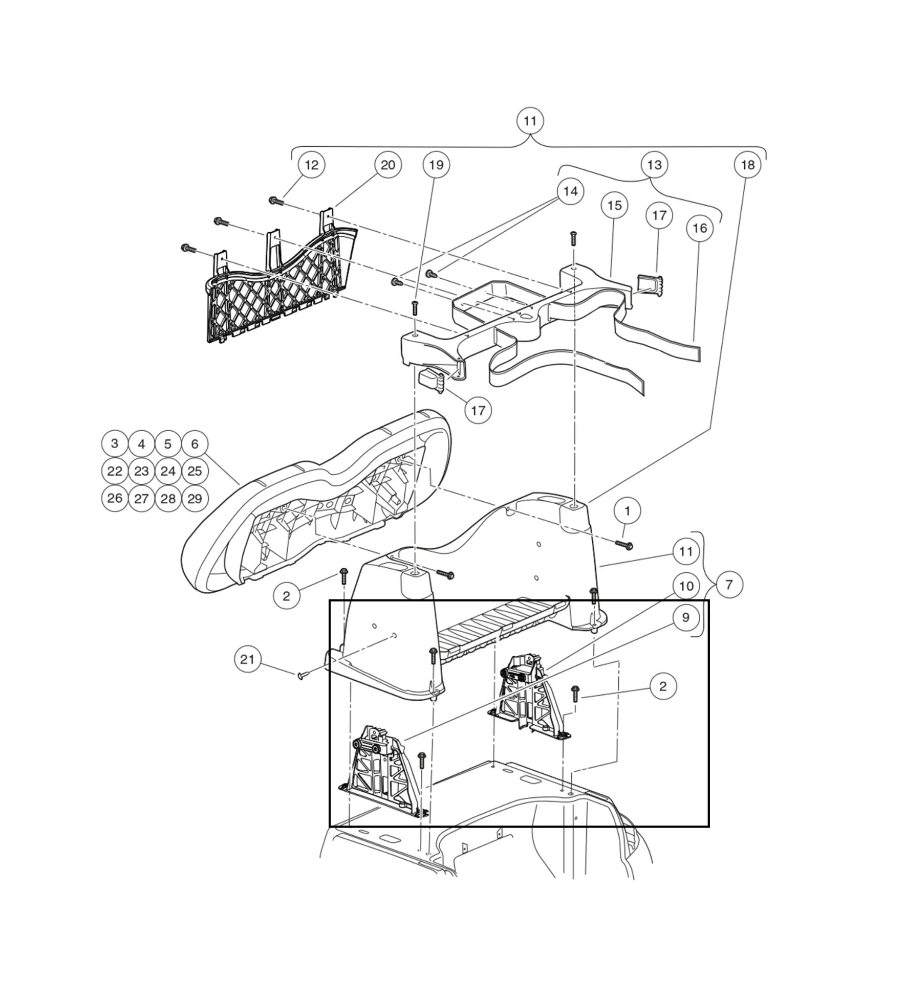 [103929301] Support canopy, LH, Original for Clubcar