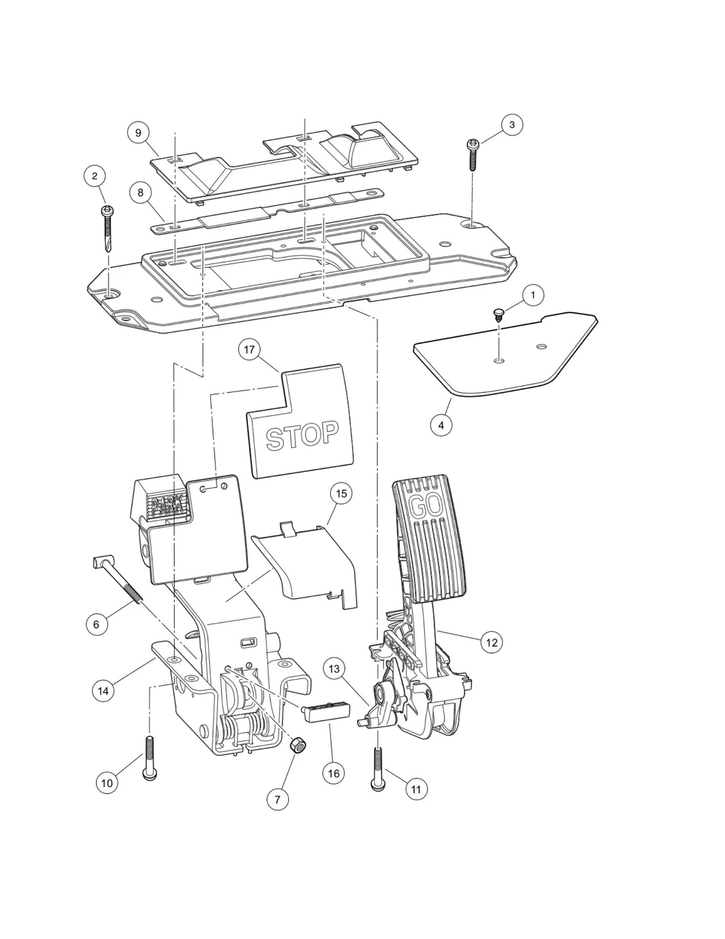 Kit pédales, service terrain, pièce d'origine Clubcar