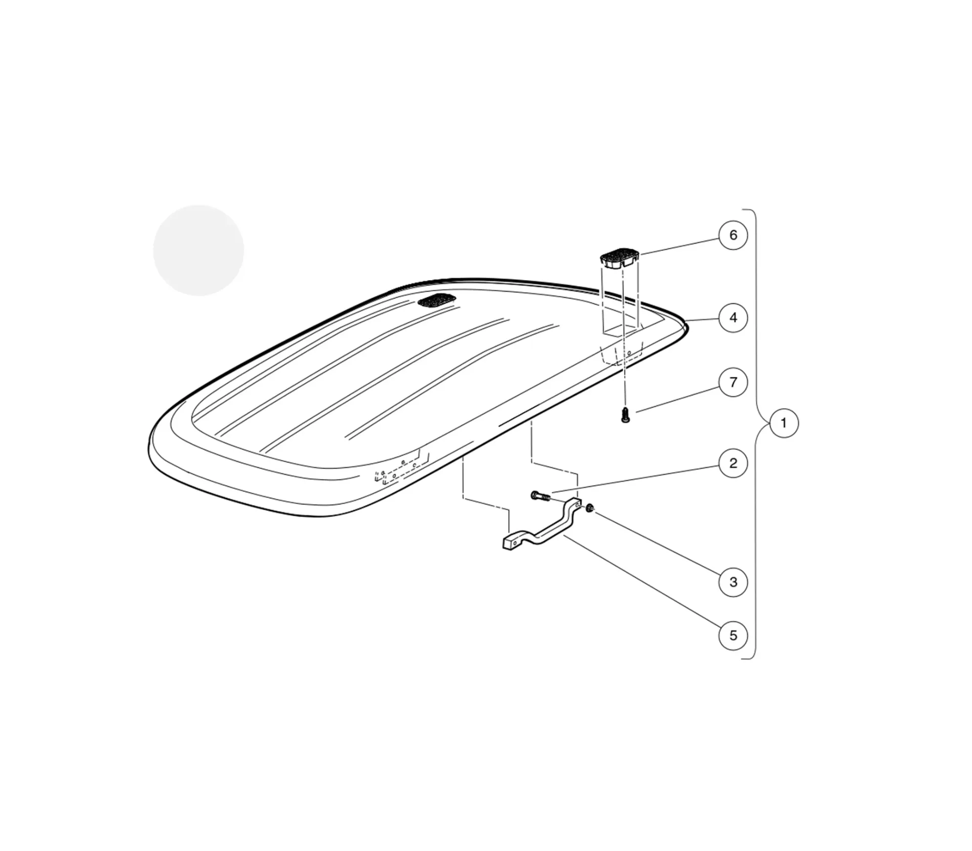 [104008001] Asm canopy w handles, white, Original for Clubcar