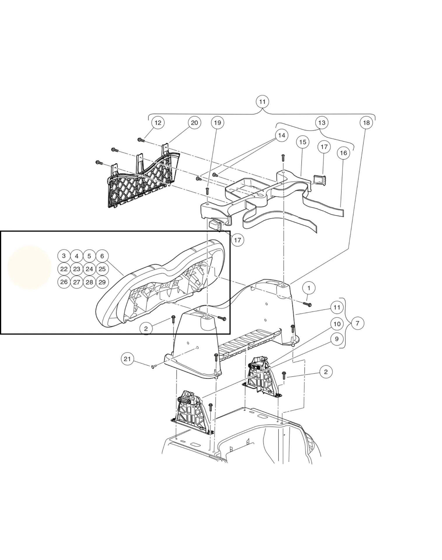 [105223423] Dossier de siège, blanc cassé, Premium, pièce d'origine Clubcar