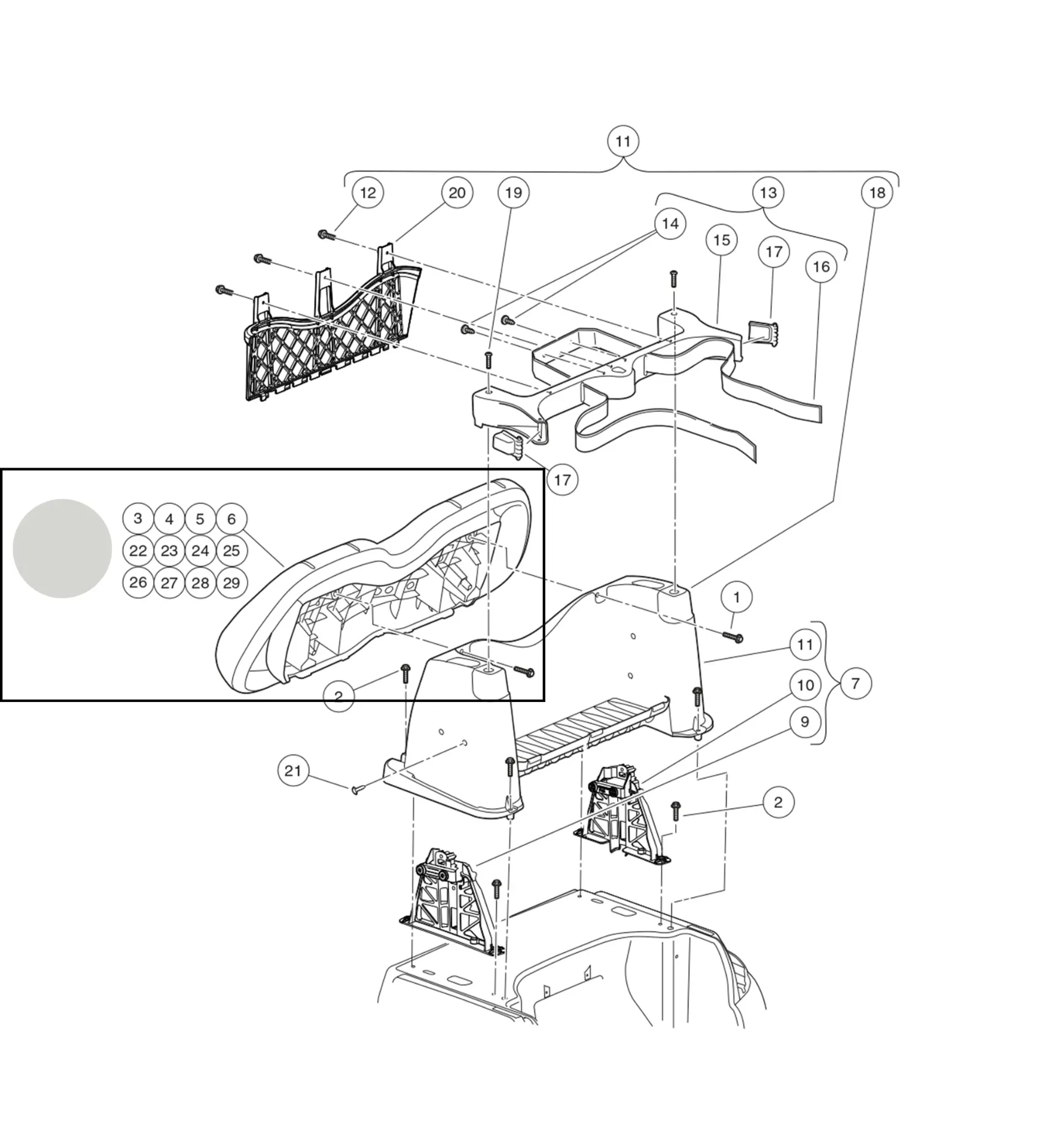 [105223423] Seat back asm, off white, Premium, Original for Clubcar