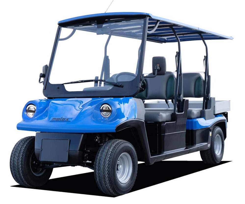 Melex 463H Registered 4 Places Cargo S  (Motor AC 5KW 48V with 8 6V Trojan T125 240Ah Batteries, Charging Cable 3m, Without Central Water Filling, 27 Kmh, Steel rims and Tires 195/55-10, Left Hand Drive, Without Speedometer, Without Radio, Without Hubcap, Gray Standart Seat, Without Forward Drive Signal, Without Rear View Camera, Without Roof Beacon, Without First Aid Kit, Without Fire Extinguisher, Default White)