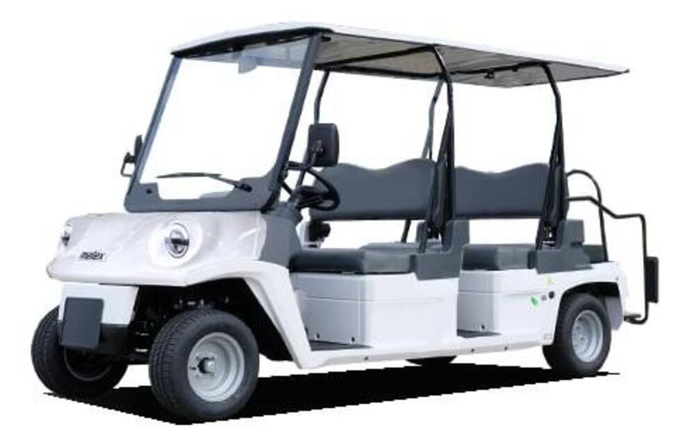 Melex 466 4+2 Plaatsen (Motor AC 5KW 48V with 8 6V Trojan T125 240Ah Batteries, Charging Cable 3m, Without Central Water Filling, Steel rims and Tires 195/55-10, Fixed Back Seat, Left Hand Drive, Without Speedometer, Without Radio, Without Front Brush Guard, Without Trailer Hitch, Without Hubcap, Gray Standart Seat, Without Forward Drive Signal, Zonder Achteruitrijcamera, Without Roof Beacon, Without First Aid Kit, Zonder Brandblusser, Default White)