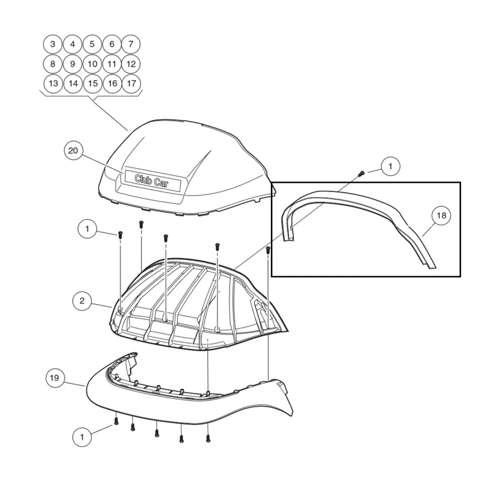 [102502501] Brow Cap ,Club Car