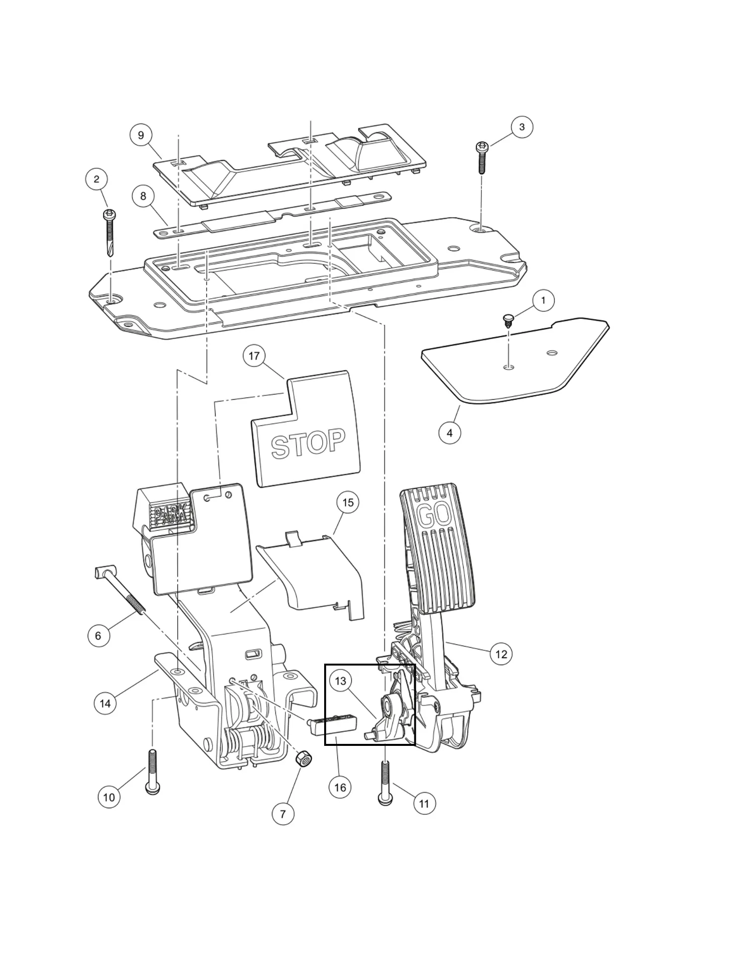 Mécanisme déverrouillage, frein de stationnement, pièce d'origine Clubcar